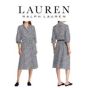 Lauren Ralph Lauren Alixandra Floral Printed Crepe Shirtdress Dress Pockets
